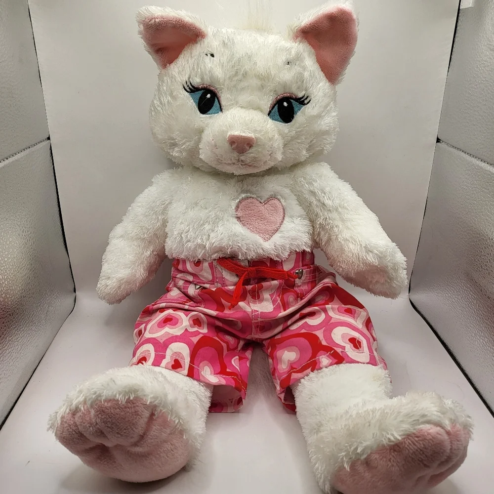 Build A Bear Marie Aristocats White Cat 19" Sassy Kitty Pink Heart Plush - Picture 1 of 3